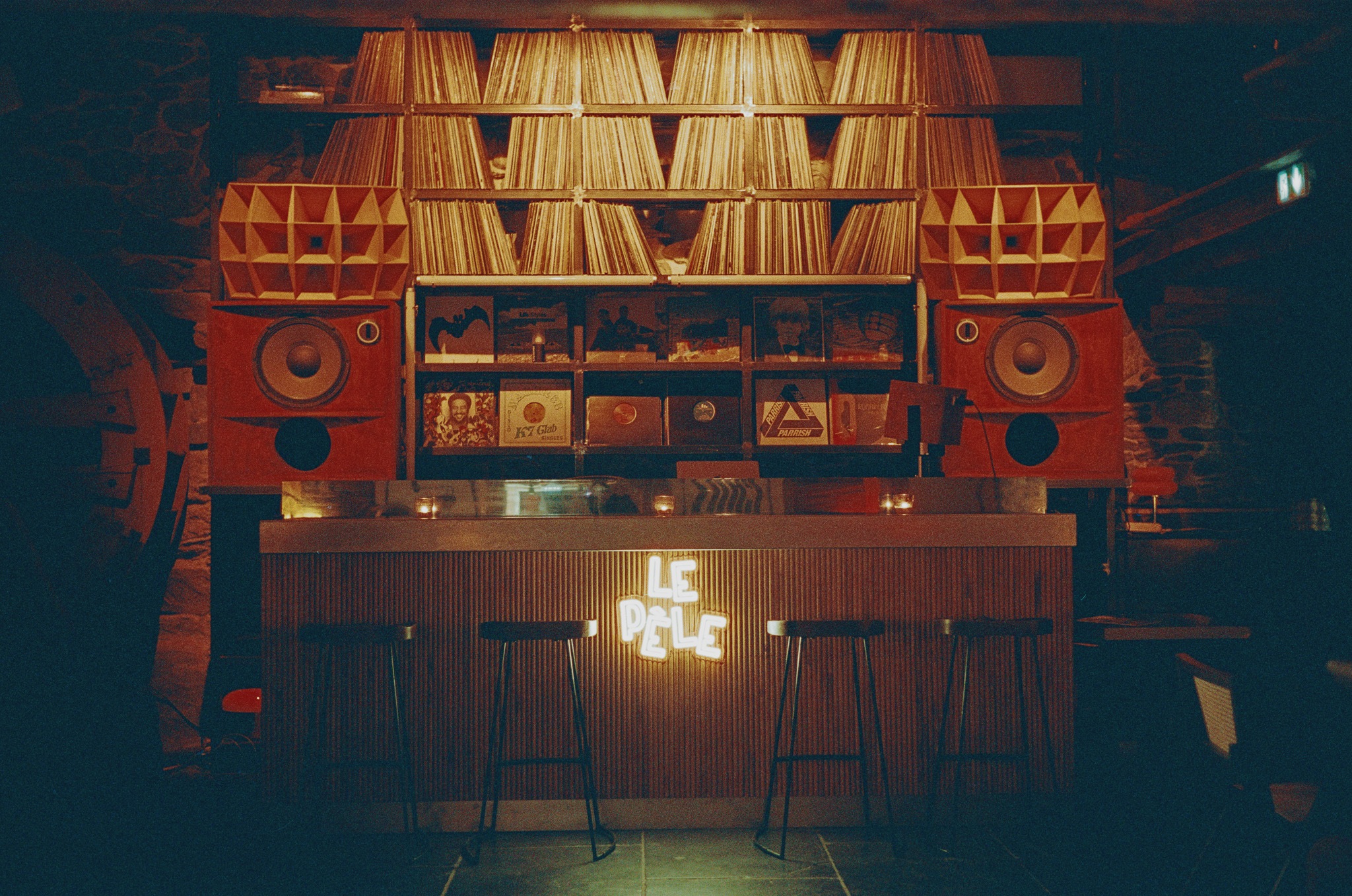 The listening bar and records from Kosme’s vinyl collection.